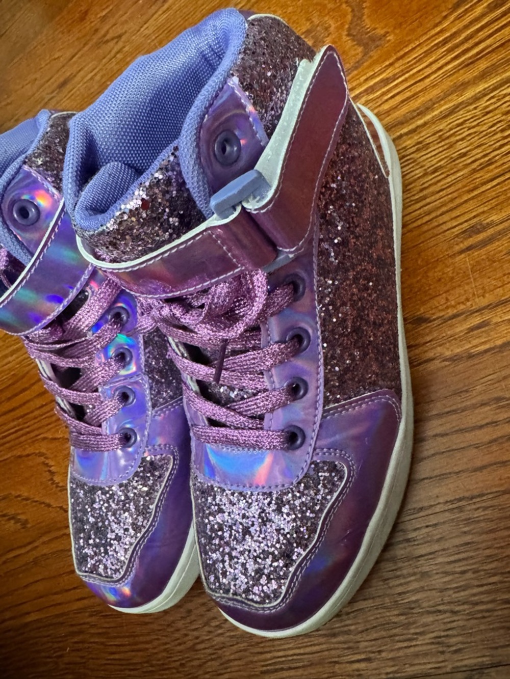 Sparkle Purple Kids High-Top Sneakers size 5